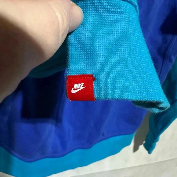 NIKE AIR FULL ZIP COLOR BLOCK HOODIE YOUTH LARGE BLUE SWEATSHIRT LONG SLEEVE - Picture 6 of 6